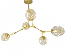 07512-5,33 Люстра Нисса матовое золото (медовые плафоны)  w108*80 h45/65 E27 5*40W