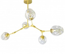 07512-5,33(21) Люстра Нисса матовое золото (прозрачные плафоны)  w108*80 h45/65 E27 5*40W