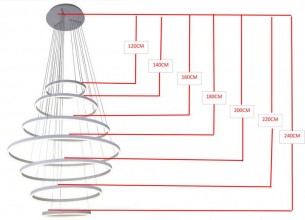 08537,01(4000K) Подвес Тор белый h240 d40+60+80+100+80+60+40 Led 284W (4000K) с пультом ДУ