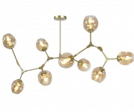 07512-9,33 Люстра Нисса матовое золото (медовые плафоны) w180*80 h45/65 E27 9*40W