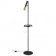4240/1F HIGHTECH ODL21 169 черн/зол/металл Напольн.св-ник c выкл, USB IP20 LED GU10 10W MEHARI